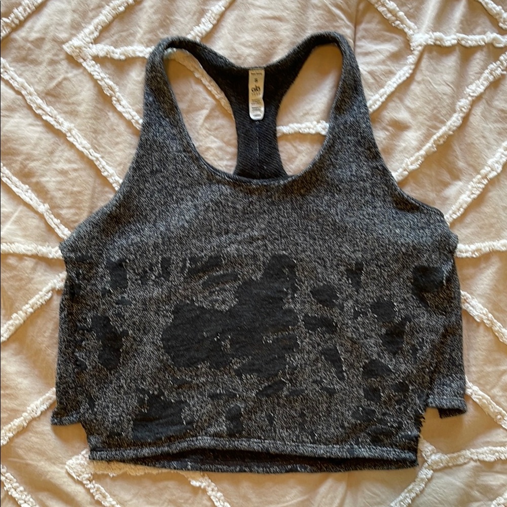 ALO Yoga Black Fitted Crop Tank Top